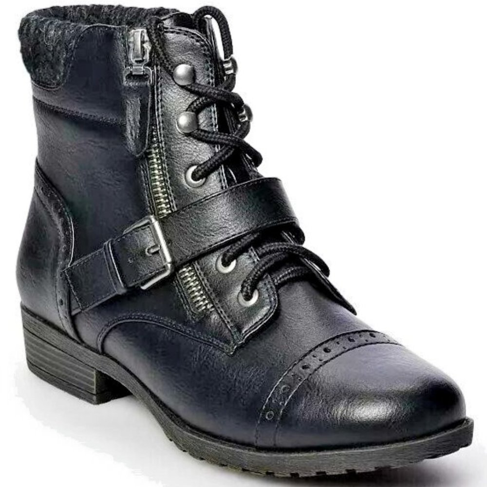 Sooo SEXY Womens BLACK ANKLE BOOTS~ Size 10m~ Zipper Ankle & Sweater Collar~ NIB